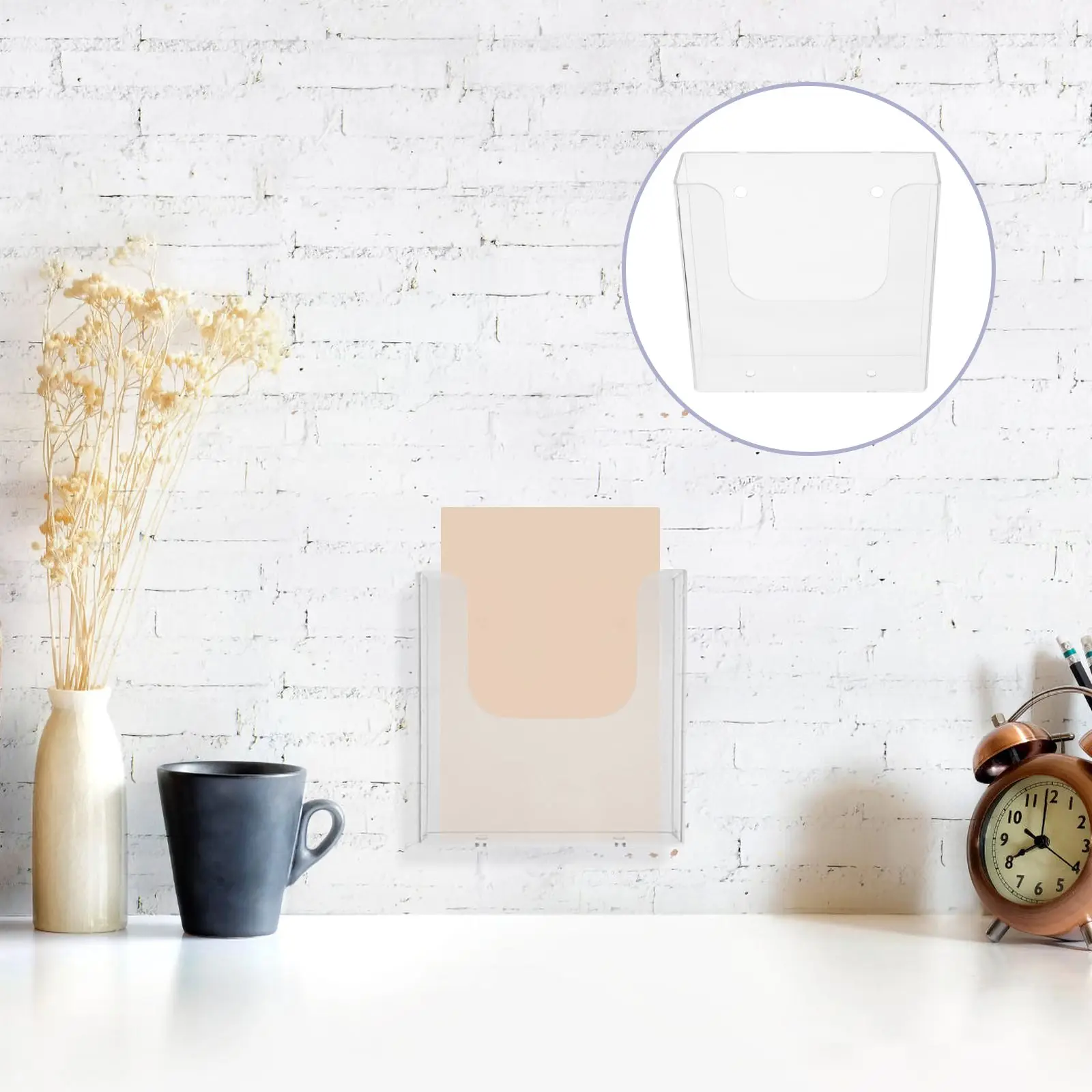 Wall Mount File Rack Transparent Office Organizer For Documents Magazines Pamphlets Sturdy Storage Holder Desk