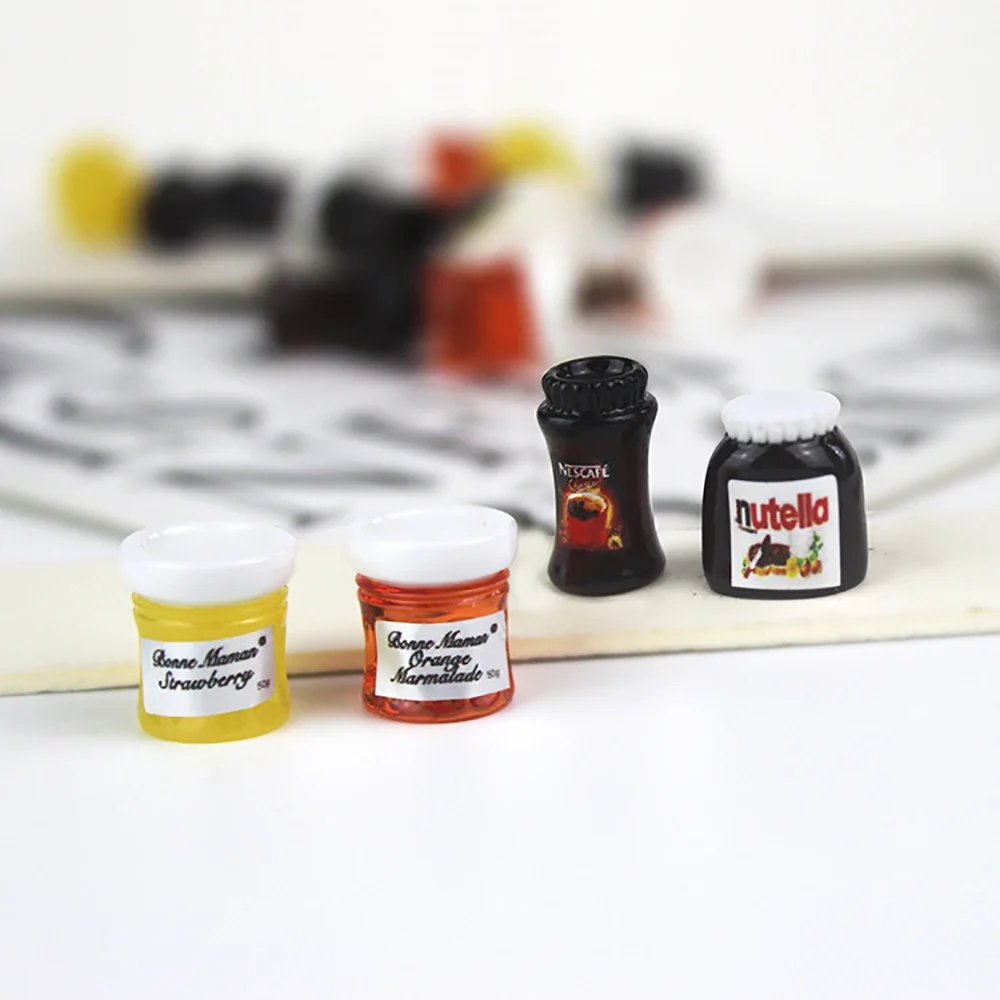 1/12 Dollhouse Miniature Nutella Jam Coffee Mini Kitchen Food Condiment Bottle Toy Doll House Accessories Decoration Sticker DIY