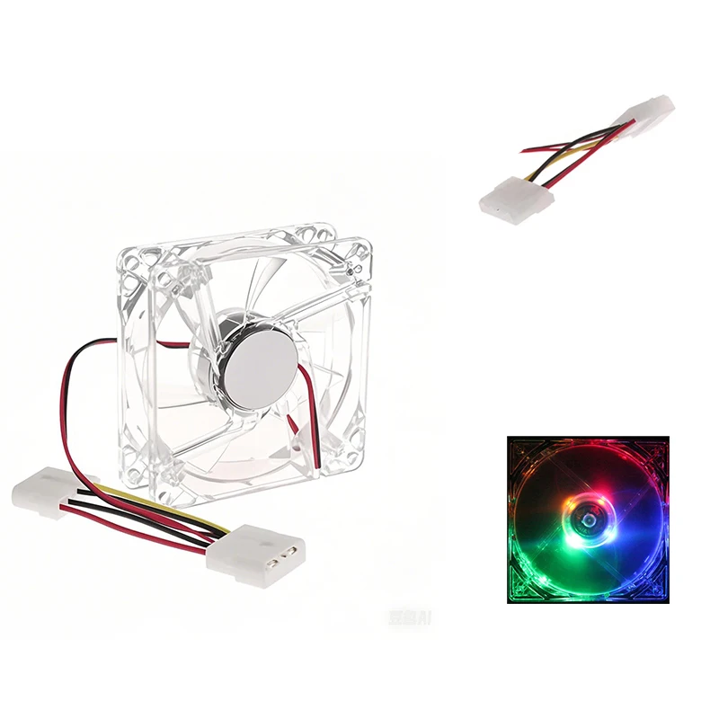 8025 Cooling Fan Transparent Shell 12V White 4p Interface With Color Light Oil Containing Version 80*80*25mm C1
