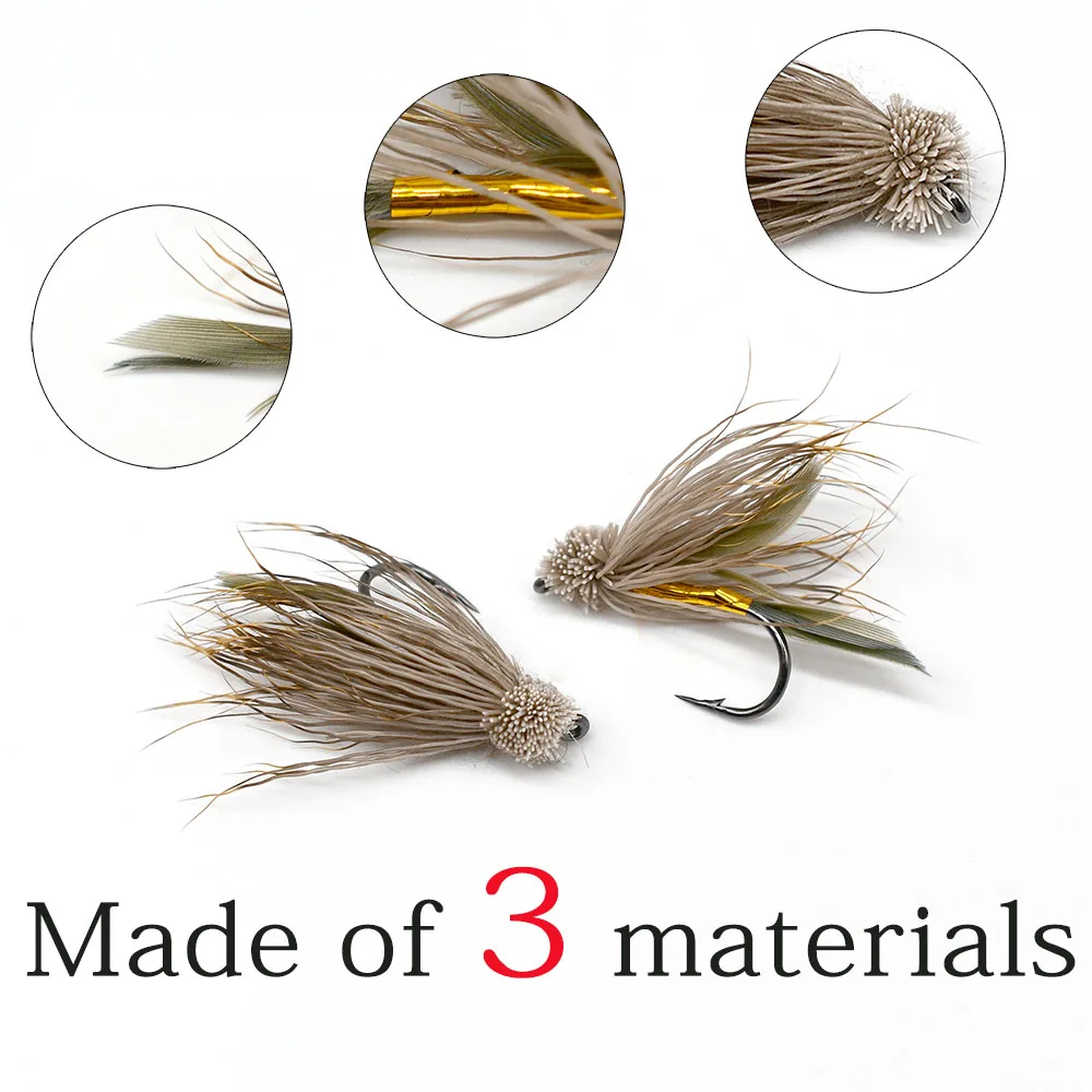 MNFT 10PCS 6# Brown Color Deer Hair Gold Body Muddler Minnow Fly Bass Fishing Lure Steamers Trout  Flies