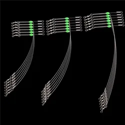 10PCS Fishing leader Line with Fluorescent beads Balance 3 Way Steel wire Leader Cross Line Jig Surf fishing rig Saltwater Tool