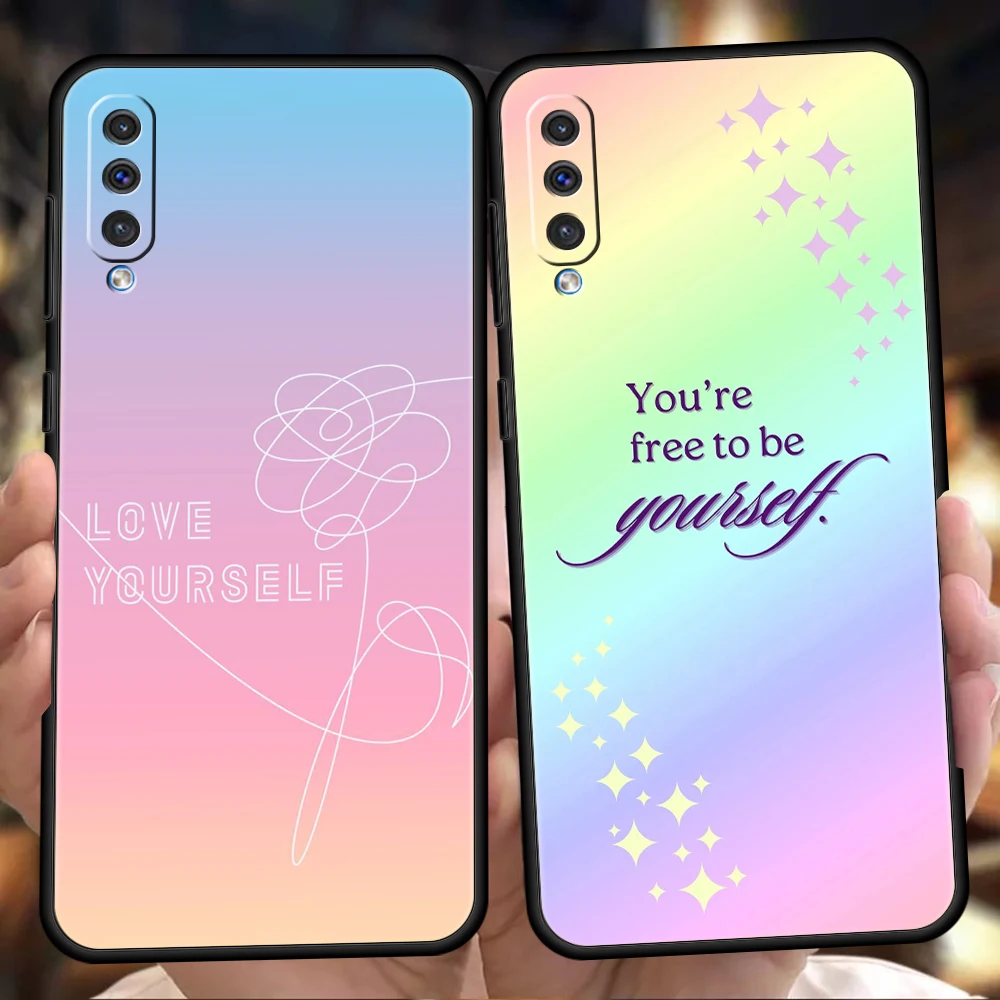 Gradient BE YOURSELF Phone Case for Samsung Galaxy A24 A13 A53 A73 A33 A22 A12 A02 A03 A05 A70 A50 A10 A20 5G Silicone Shell Bag