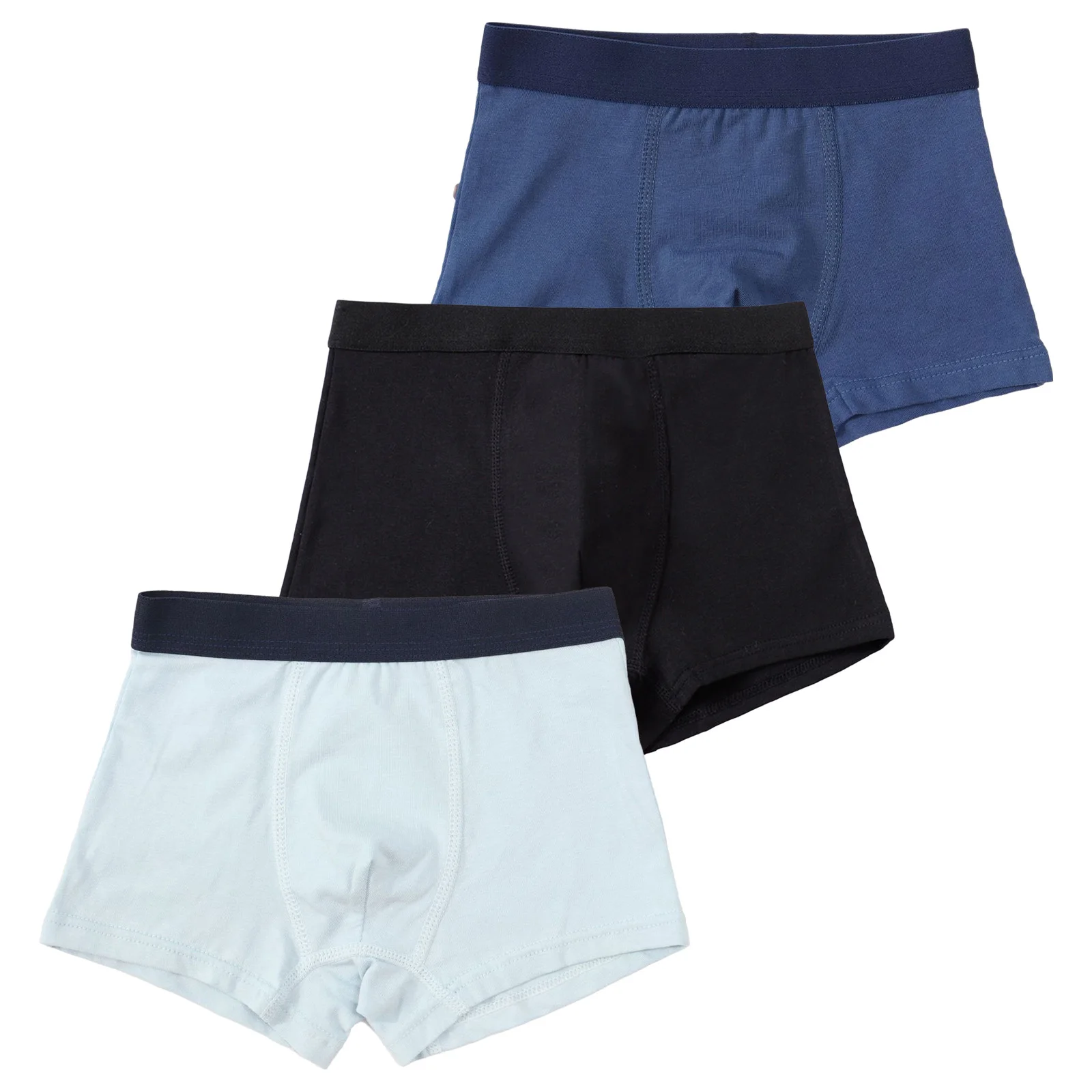 Boxer da allenamento fitness in cotone da 3 pezzi per bambini e ragazzi, intimo elastico a contrasto per abbigliamento sportivo da allenamento sportivo casual