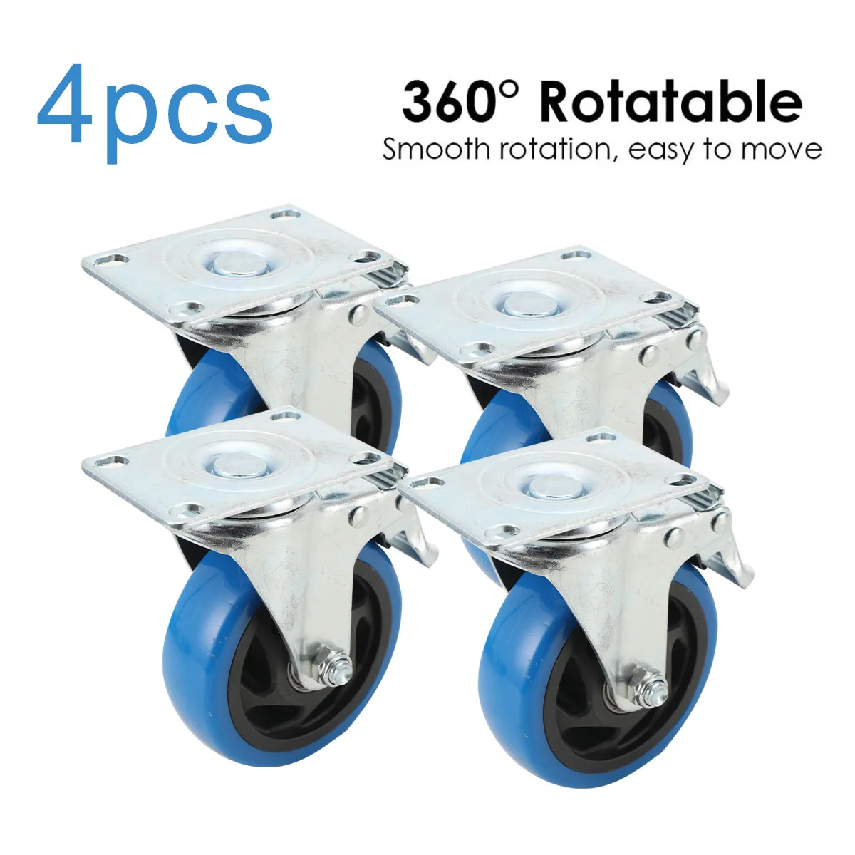 4 Stücke Möbelrolle 100mm Universalrad Lenkrolle Roller Trolley Rad mit Bremse für Plattform Trolley Möbel – Detail 1
