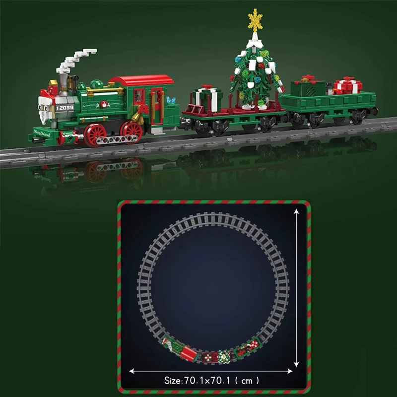 Mould King 12039 MOC Technical Racing Christmas Train Building Blocks RC Winter Holiday Assembly DIY Toy Christmas Gift For Kids