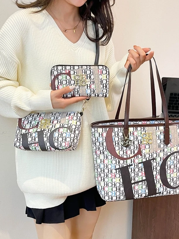 

3-Piece Vintage Minimalist Bag Set, Unique Print Mommy & Me Bag, Spacious Top-Handle & Crossbody for Women
