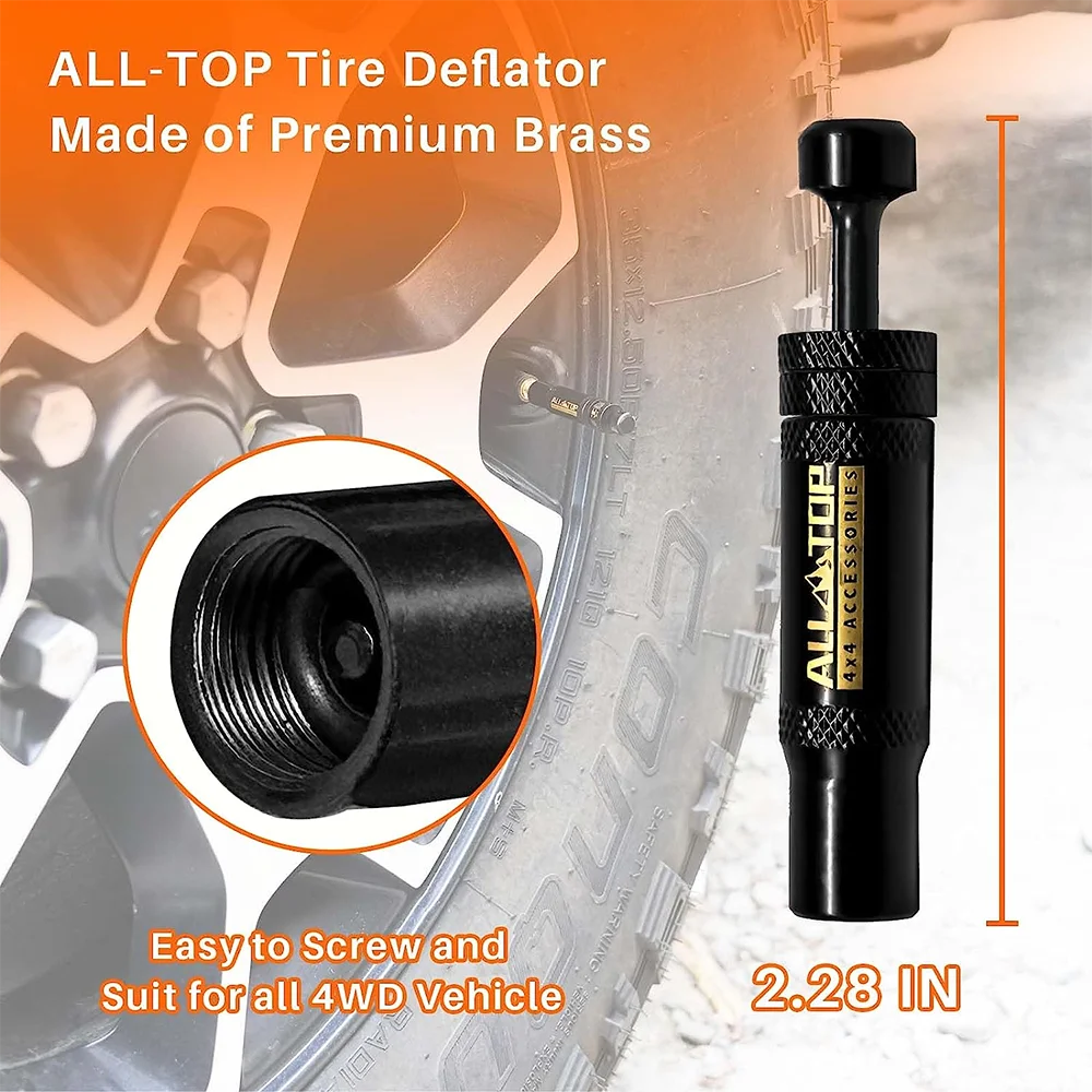 4 Buah Kit Katup Deflator Ban Berhenti Otomatis Dapat Disesuaikan (10-30 PSI) Alat Udara Ban Sekrup 4X4 untuk Kendaraan Sepeda Motor Offroad