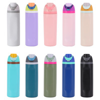 304 Stainless Steel Fitness Thermos Bottle with Handle Macaron Colored Insulated Cup Large Capacity Straw Fruit Cup