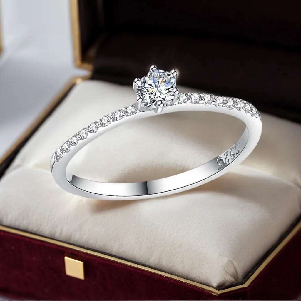JoiasHome 925 Sterling Silber Moissanit-Ring für Damen, 4,5 mm, minimalistischer Sternenhimmel-Schmuck, Geschenk zur Verlobung – Detail 8