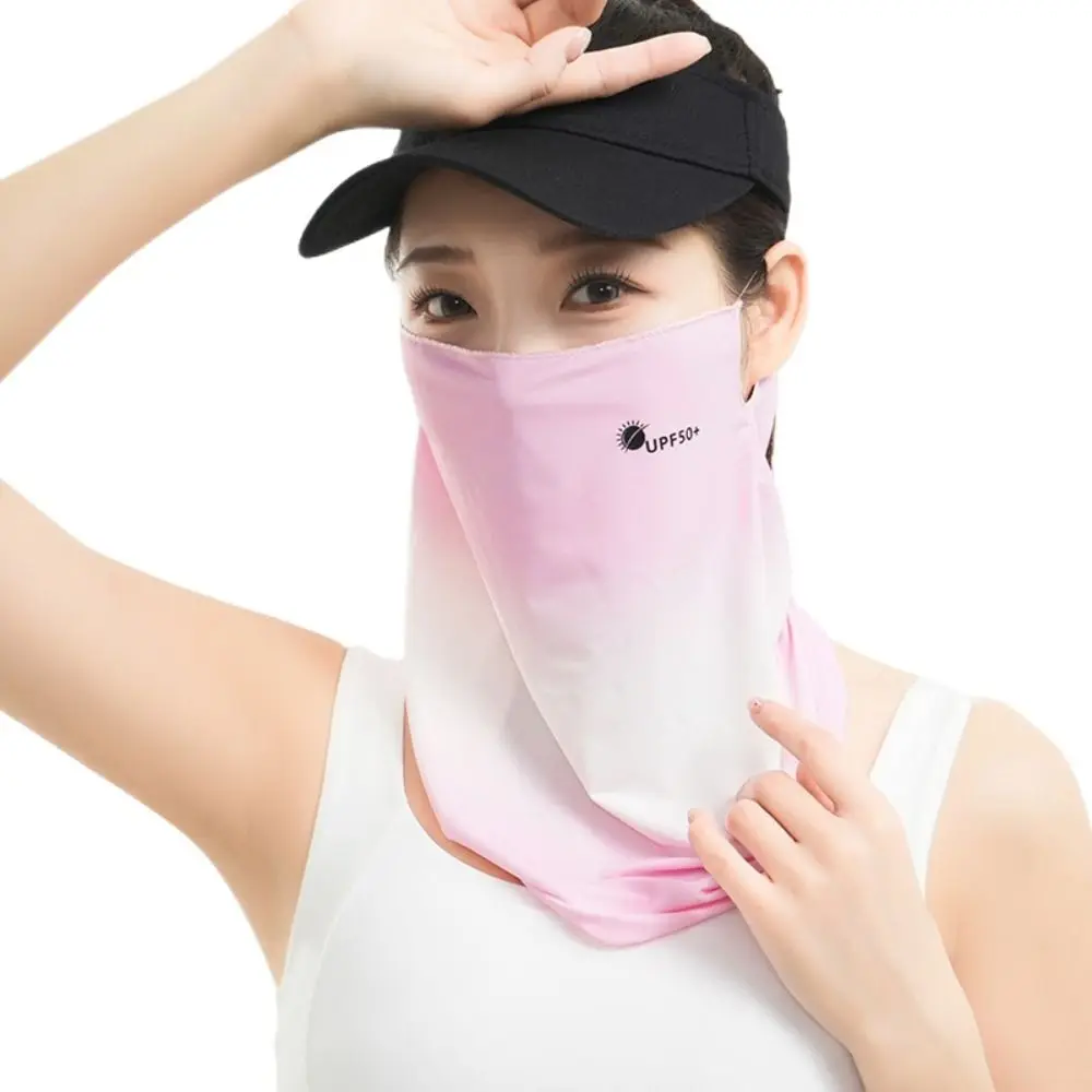 قناع وجه من الحرير الجليدي للصيف للحماية من الشمس، واقي من الشمس قابل للتنفس، حجاب وجه مضاد للأشعة فوق البنفسجية، غطاء وجه بسيط للرقبة لركوب الدراجات