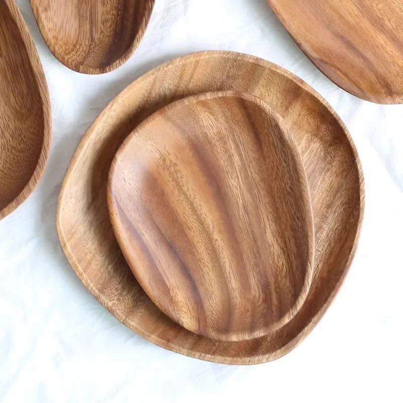 

Yjq walnut melon seeds plate Japanese solid wood snacks fruit dessert tray