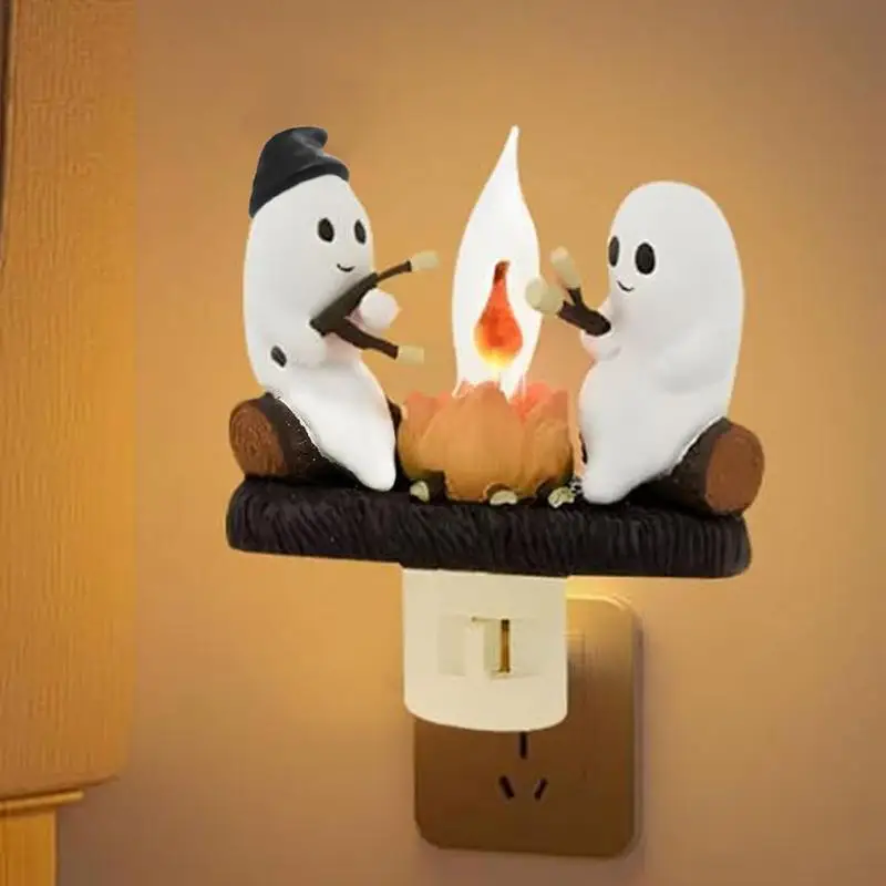 Halloween Night Light 3D LED Small Electric Simulation Bonfire Star Night Halloween Bonfire Flickering Night Light Bonfire Flam