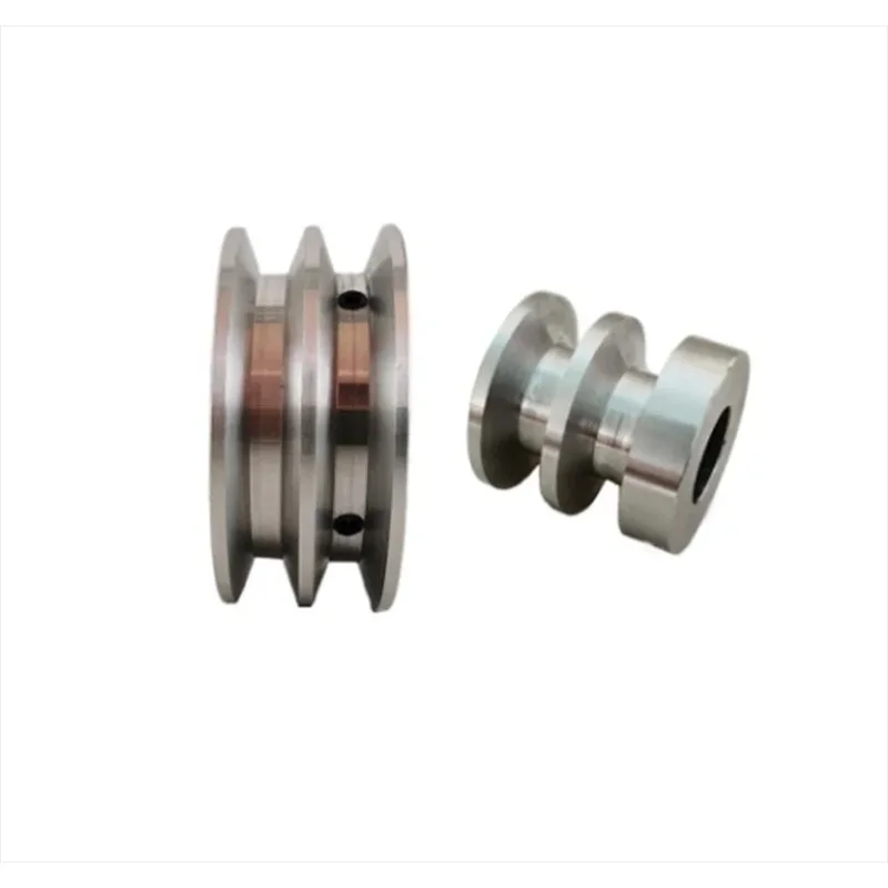 

1x Aluminum Alloy Double Groove 60MM Pulley Wheel 8-25MM Fixed Bore Pulley for Motor Shaft 10MM PU Round Belt