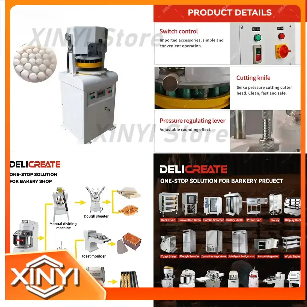 Automatic Bakery Dough Divider Rounder Machine for Commercial Bread Making 16 20 30 36 Pcs for Restaurant Bakery Equipment