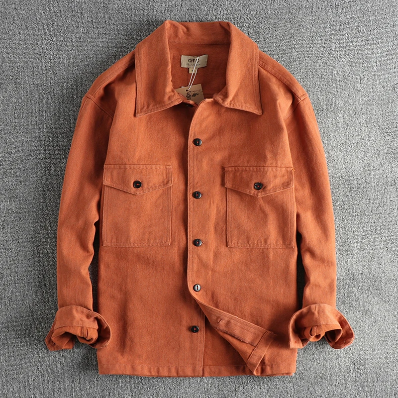 Men autumn and winter new twill woven cotton wash to do old vintage long-sleeved shirt products all the overalls shirt coat