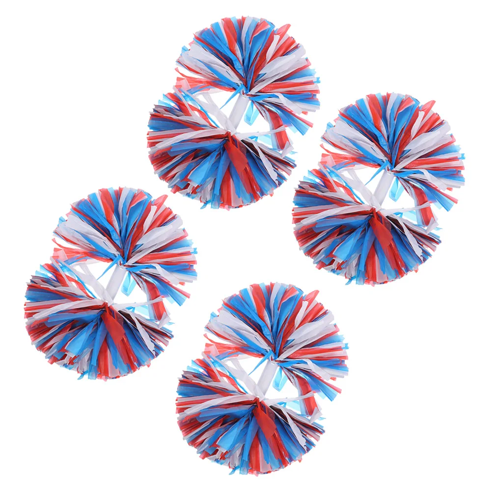 

4pcs Cheerleading Hand Flower Pom Poms Accessories Double Head Bright Colors Reusable PET PE Material Gymnastics Props