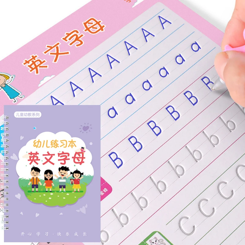 Reusable Children 3D Copybook Books Calligraphy Book Learn Chinese Characters Learning Practice/math/english Book for Kids Toys