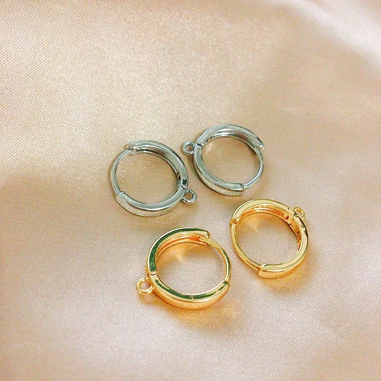 16MM 18K Gold Round Pendant Hoop Earrings Huggie Earring Findings Leverback Earwire Hooks Wholesale