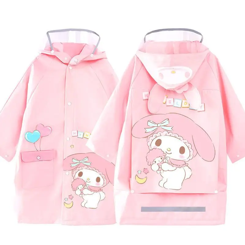 Sanrio Cinnamoroll Cartoon Rain Poncho Backpack Cover My Melody Heavy Rain Resistant Hangyodon HelloKitty Kuromi Kawaii Toys view 3