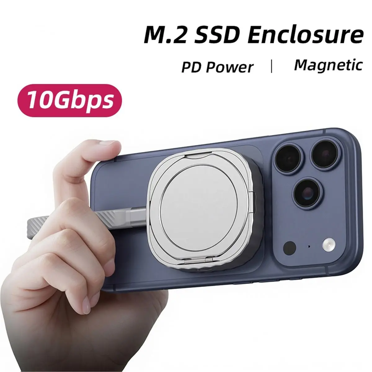 magnetic-m2-2230-nvme-ssd-enclosure-usb-c-32-gen2-10gbps-case-with-stand-100w-pd-fast-charging-for-15-pro