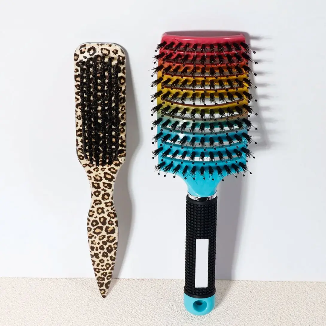 

2pcs comb set, hollowed out large curved comb, textured oil head brush, beard brush, comb shape, Special for real hair wigs