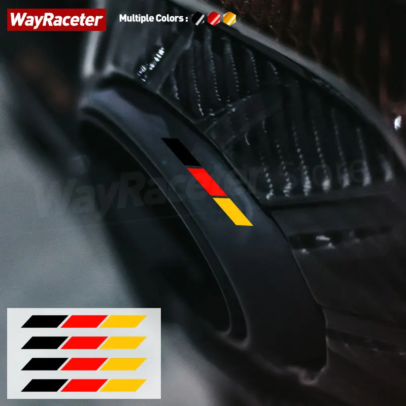 4 Pcs German Flag Stripes Vinyl Decal Trunk Window Pillar Body Sticker For Porsche Macan 718 Boxster 911 Panamera Cayenne Taycan