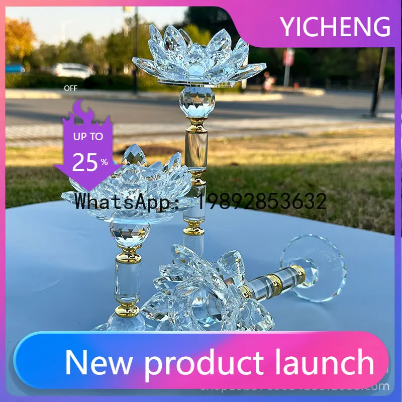 

Crystal tall candlestick alloy candlestick atmosphere arrangement temple offering lamp perpetual lamp