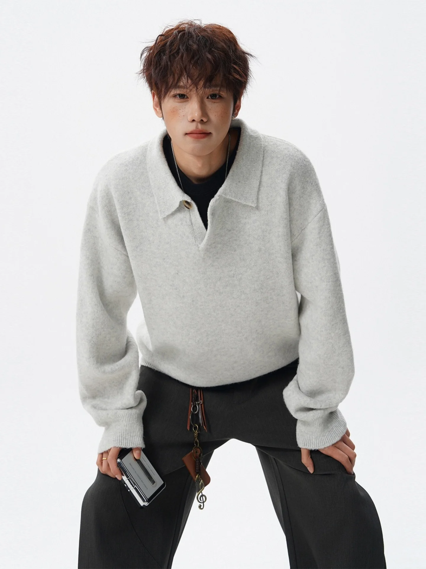 

Мужской вязаный свитер с американским воротником, зимний, повседневный, свободного кроя, парный, мягкий, вязаный, с длинным рукавом, для прогулок и дома