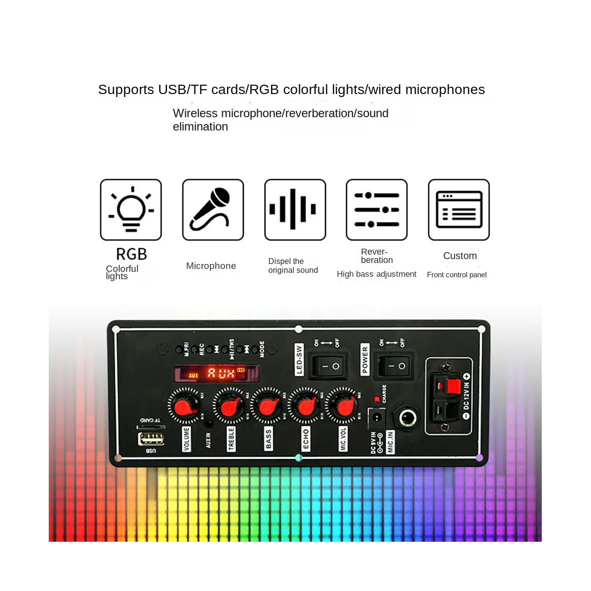 A57G-7.4V Scheda Amplificatore Square Dance 2X10W Amplificatore Altoparlante Supporto Bluetooth AUX U-Disk 5-8 Pollici Altoparlante Home Theater FAI DA TE