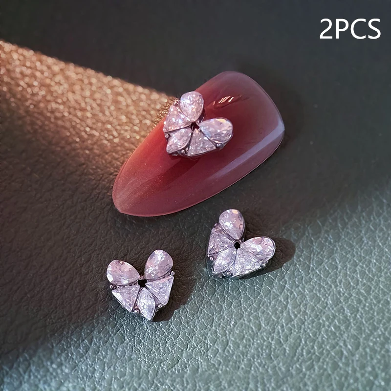 

2 шт., аксессуары для ногтей с бриллиантами Love Zircon Pile, блестящие серебристо-белые капли воды, конский глаз, готовые изделия, шестерня с бриллиантами