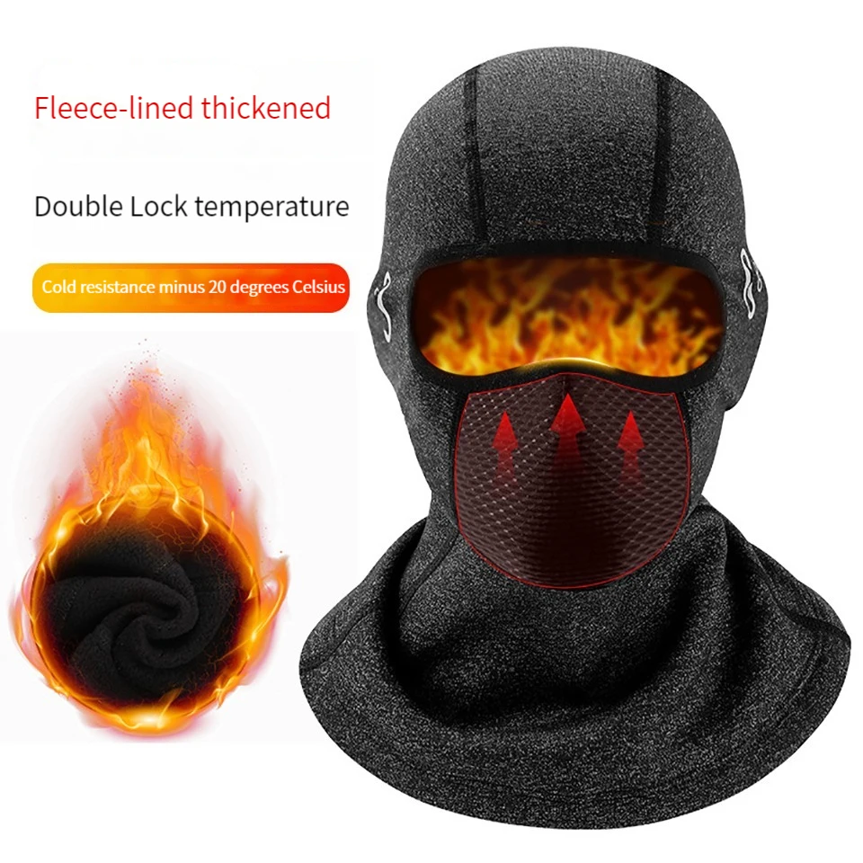 KoKossi Windproof Warm Mask Skiing Balaclava Helmet Lined Plush Running Headcover Outdoor Cycling Motorcycle Riding Headwear