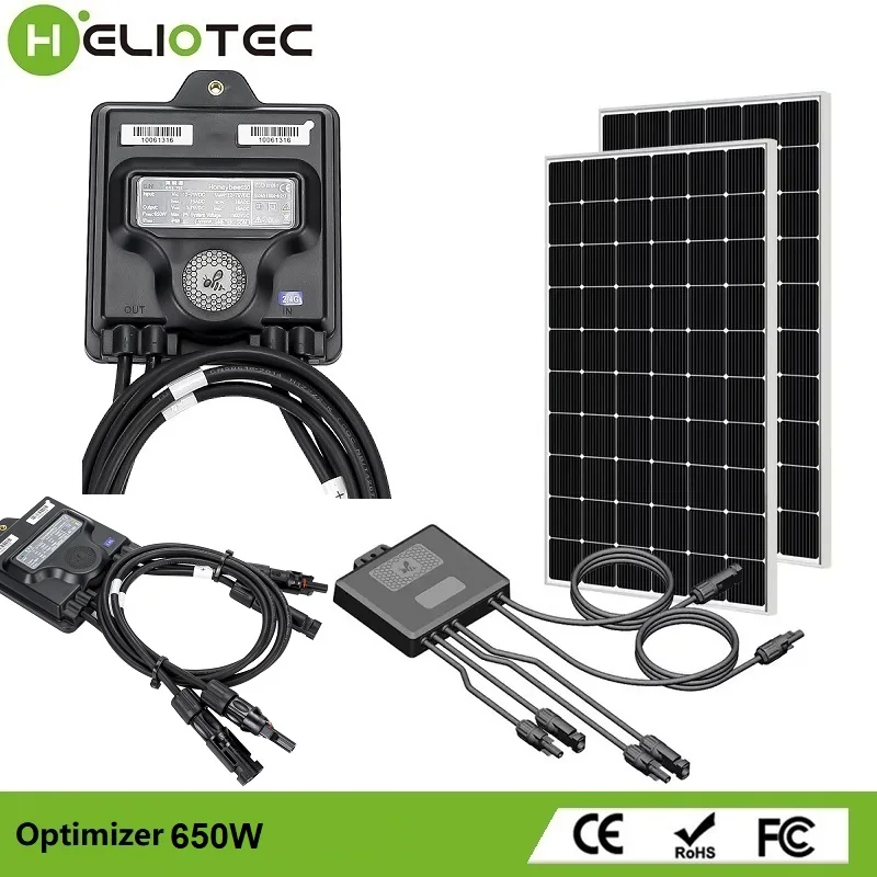 HELIOTEC 650W PV Power Optimizer MPPT 12V-75V Input Ip68 Real-time Solar Panel Monitoring Voltage-Limiting Anti-Hotspot