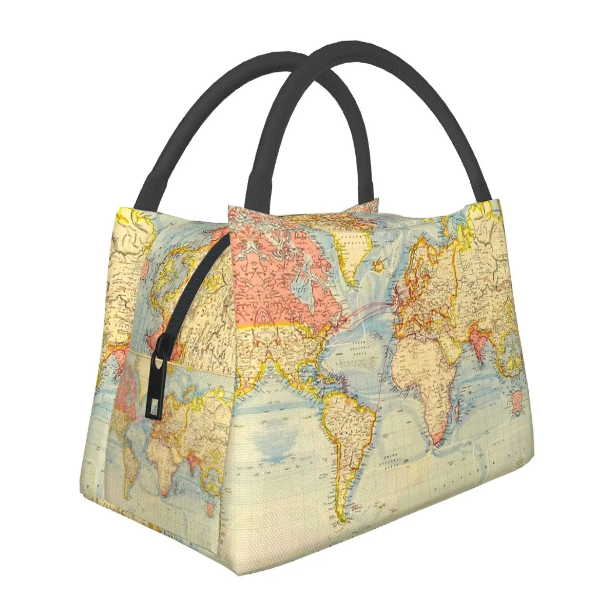 

World Map Lunch Bag Vintage Map Of The World 1883 Portable Lunch Box Office Designer Cooler Bag Waterproof Thermal Tote Handbags