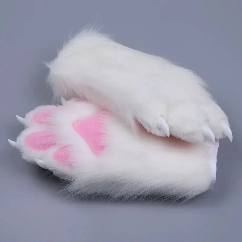 Furry Colorful Animal Paw Gloves Customized Creative Cute Cat Paw Winter Tiger Paw Gloves Y2K Furry Couple Cotton Warm Gloves