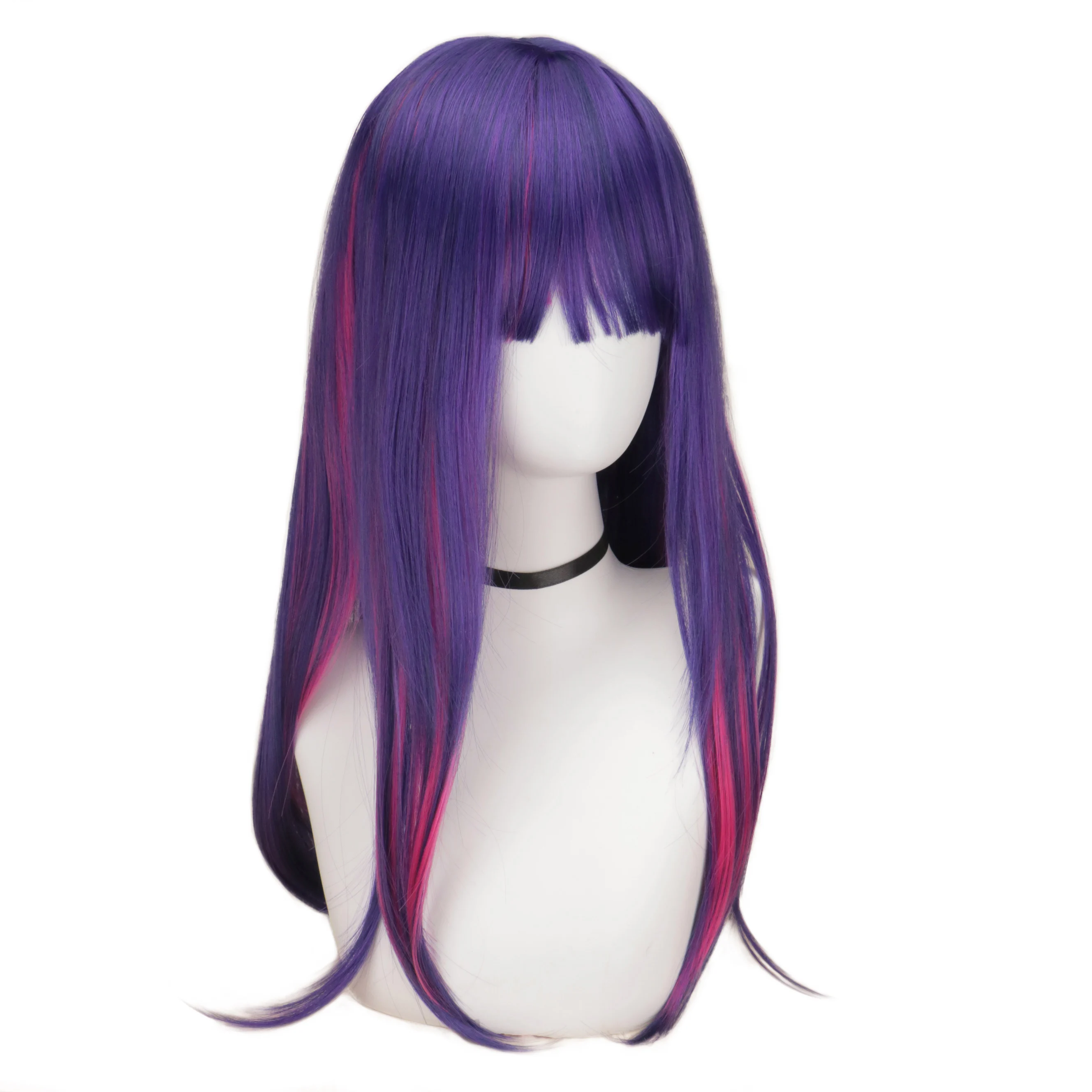 OSHI NO KO Hosh37- Perruque violette, cheveux longs et raides, faux cuir chevelu, accessoires de cosplay d'Halloween