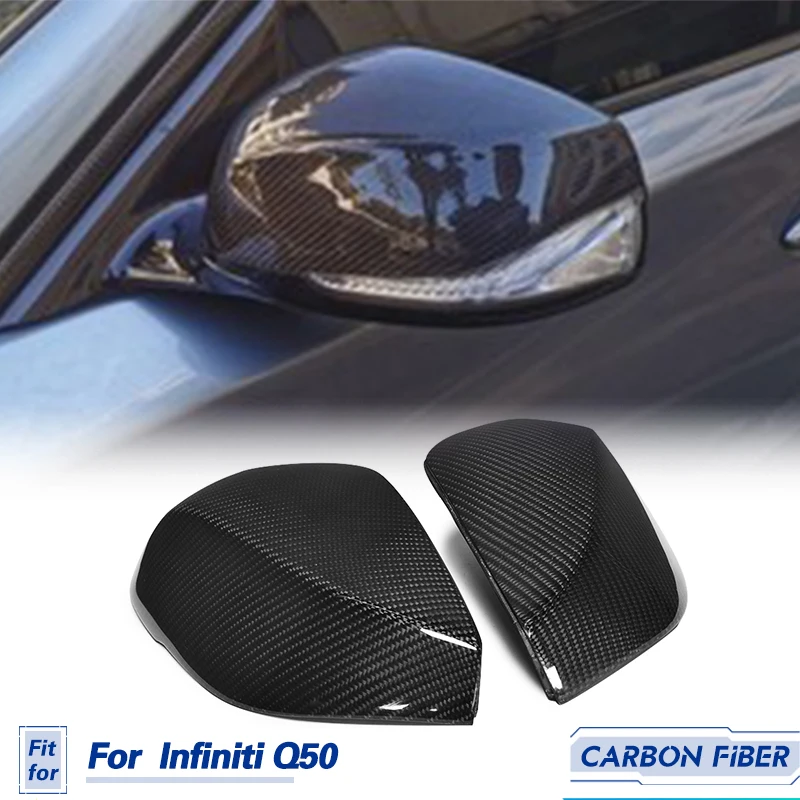 

Car Rearview Mirror Covers Caps Carbon Fiber for Infiniti Q50 Q50S Sedan 2014-2019 Replacement Side Mirror Caps Shell Body Kits