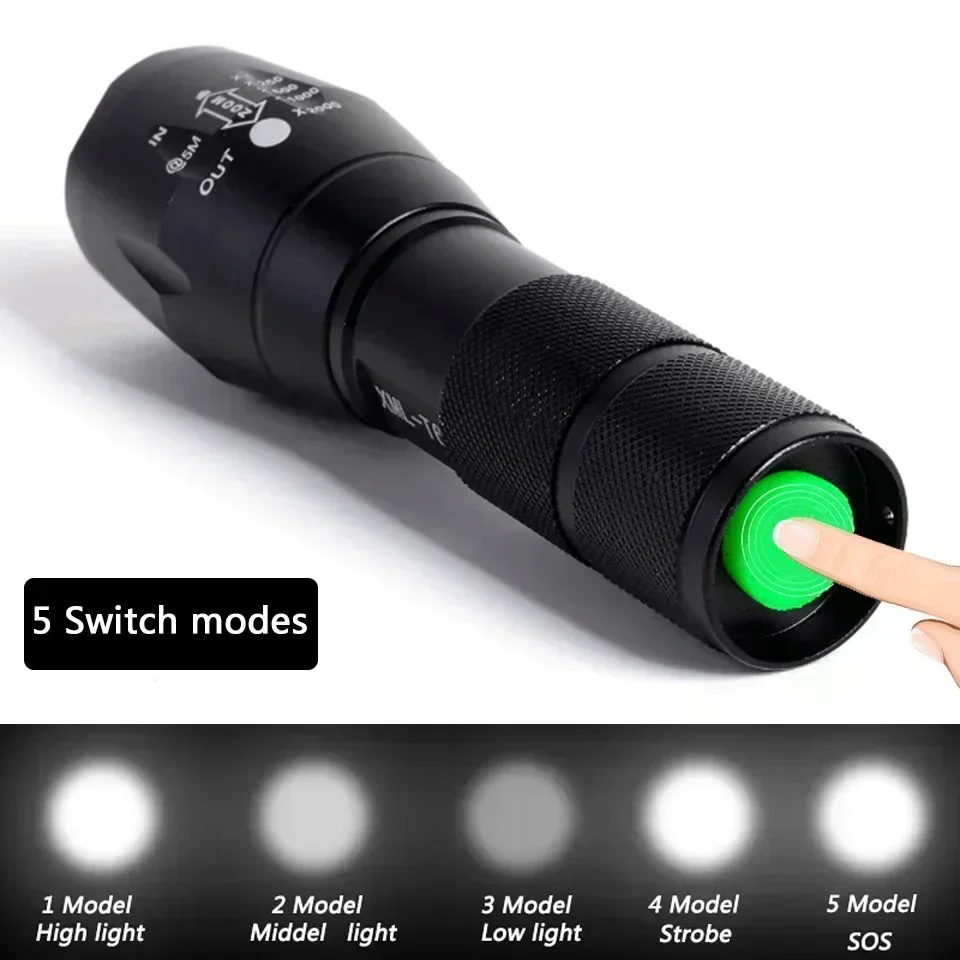 10000mAh High Power LED Flashlight Rechargeable Long Range Tactical Torch Strong Light Lamp Outdoor Ultra Powerful Flash Light