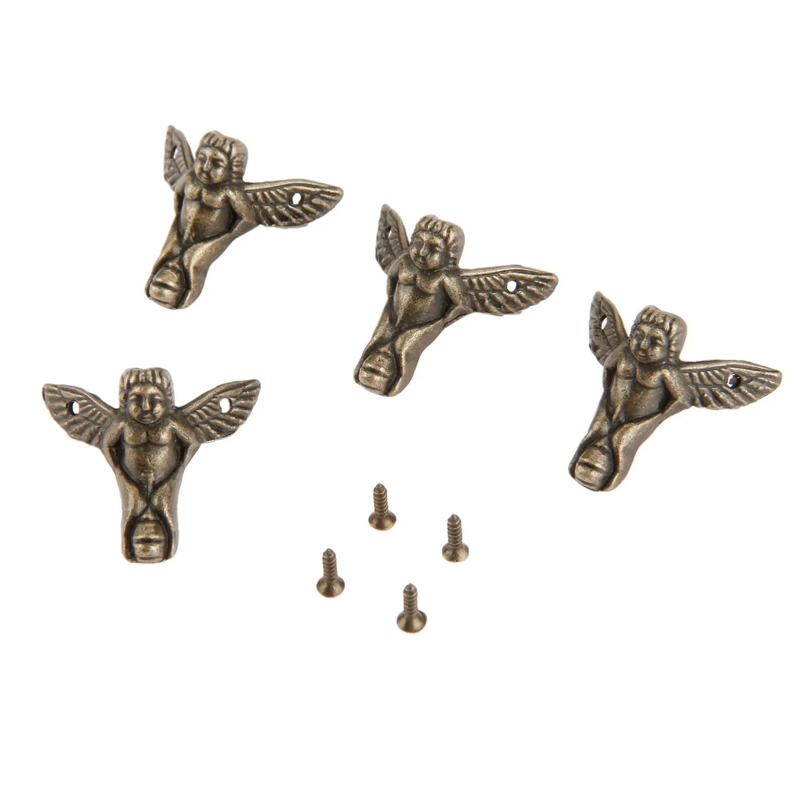 4Pcs 30*27mm Little Angel Antique Bronze Corner Brackets Jewelry Wooden Box Feet Leg Corner Decorative Protectors Home Hardware