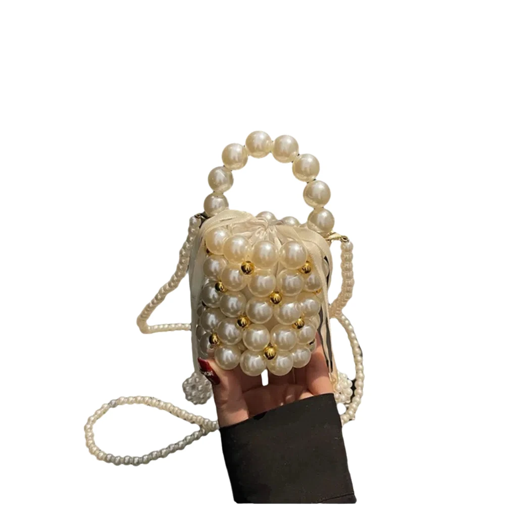 

Portable Luxury Pearl Beaded Handbag Detachable Chain Mini Crossbody Coin Purse Handmade Bohemia Small Storage Shoulder Bag Kids