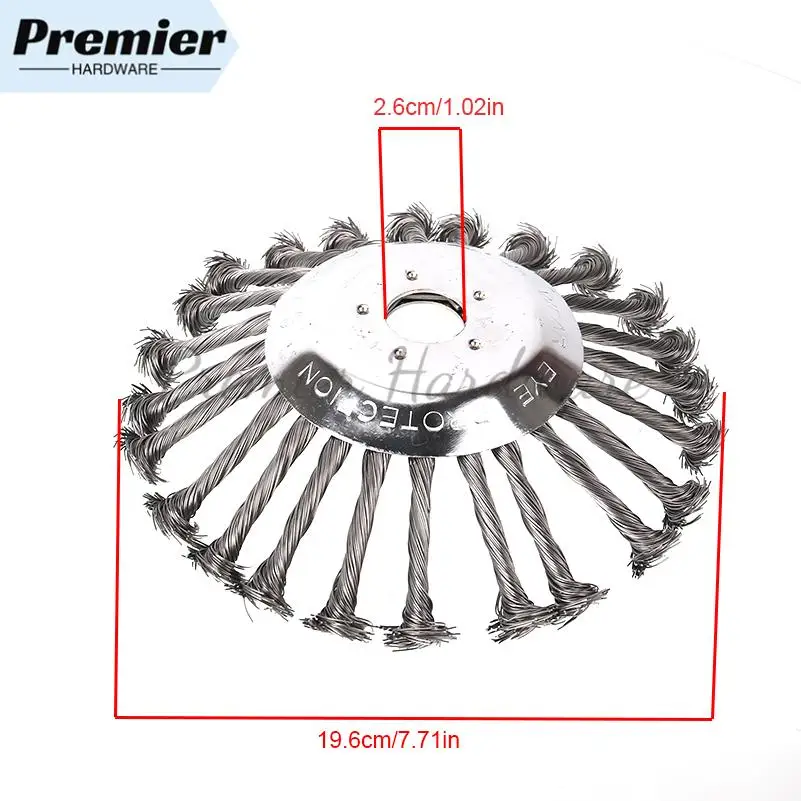 رأس تشذيب قاطع الفرشاة الدوارة من أسلاك الفولاذ مقاس 8 بوصة - شفرة الأعشاب لقادين السلاسل، مثالية لأجزاء إزالة الطحلب والعشب والصدأ