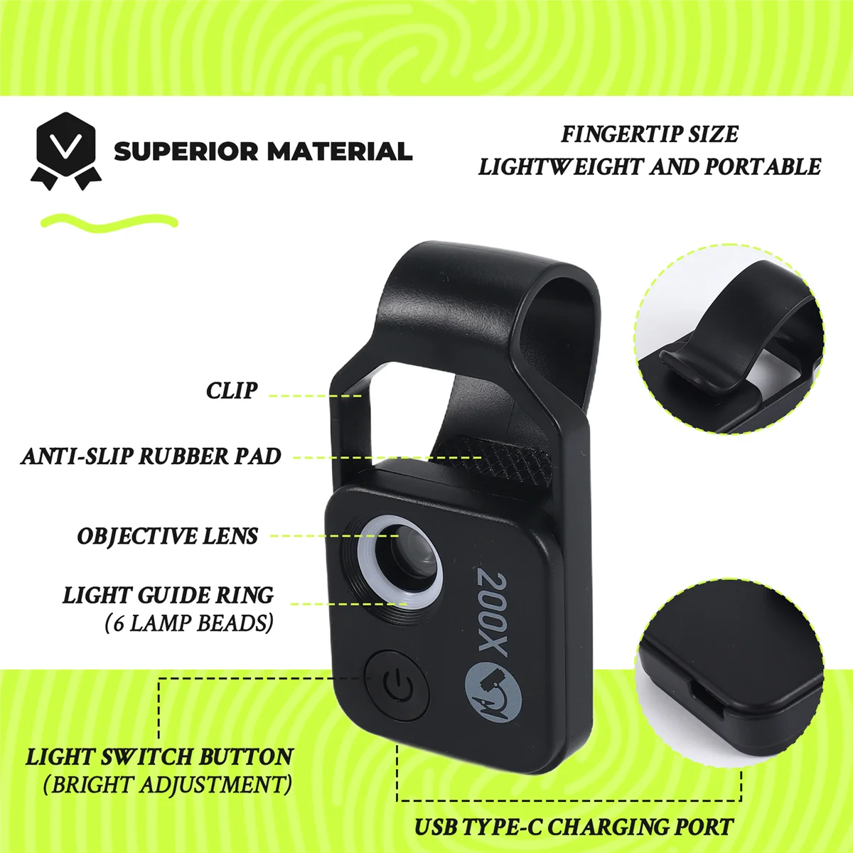 ใหม่ APEXEL 200X กล้องจุลทรรศน์ขยายเลนส์ไม่มี CPL โทรศัพท์มือถือ LED Light Mini Pocket Macro เลนส์สําหรับ iPhone สมาร์ทโฟนทั้งหมดสีดํา