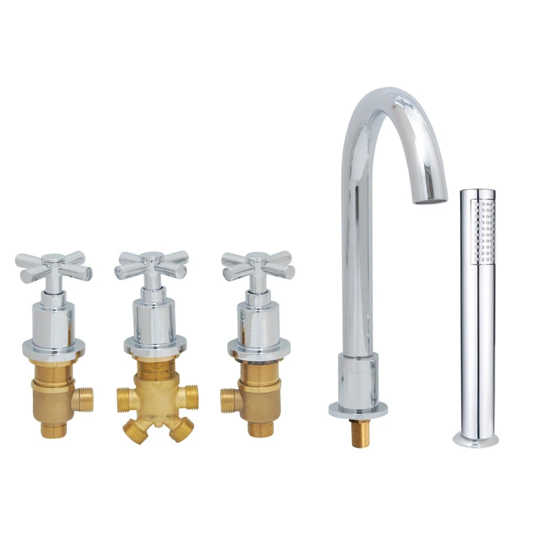 Bathtub Tap Crane Brass Switch Control Valve Cold &Hot Shower Mixer Faucet Split 2 Way Water Divide Waterfall