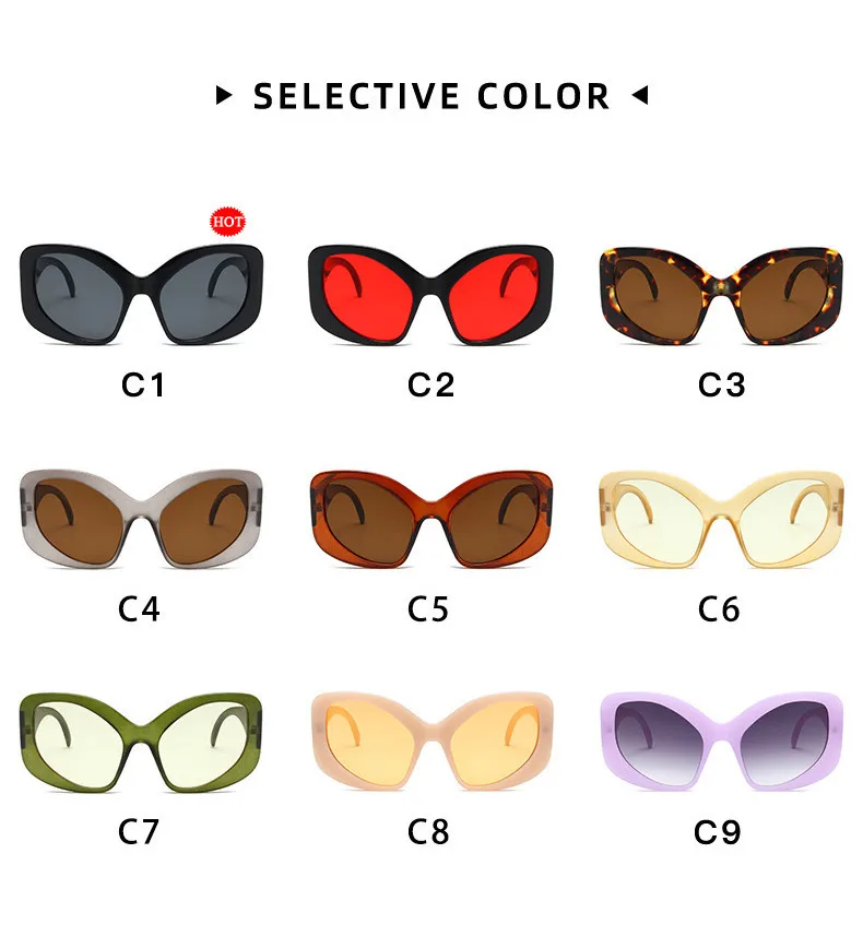 Vintage UV400 Unregelmäßige Schutzbrille Sport Sonnenbrille Y2K Shades Übergroße Sonnenbrille Wrap Around für Damen und Herren mit Metallscharnier – Detail 3