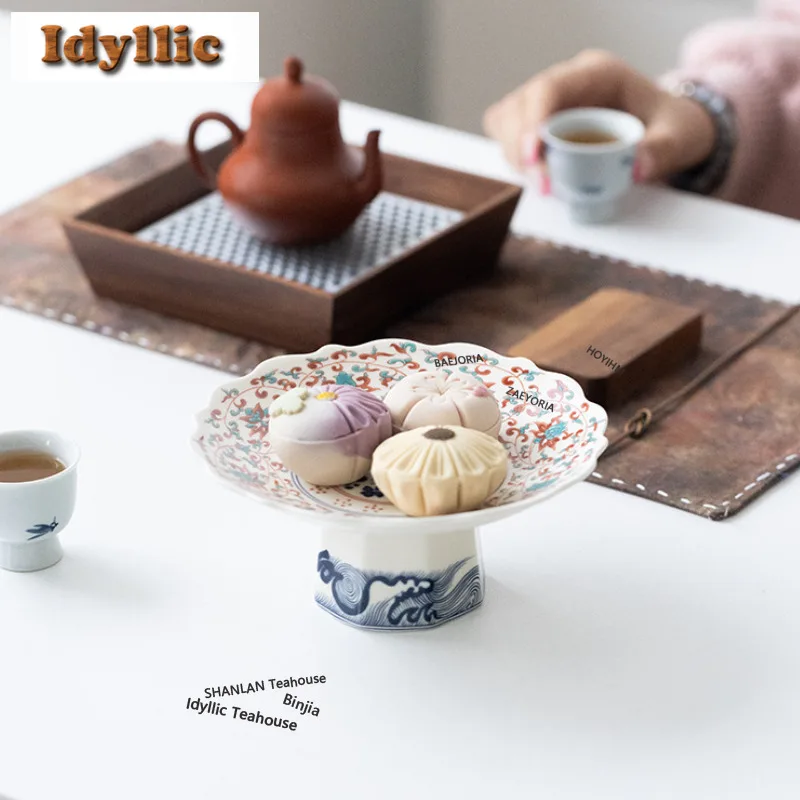 Floral Blossom Fruit Dishes Boutique Pastry Plate Fruit Dishes Self-help Display Home Table Decoration Trays Sharing Plate Craft