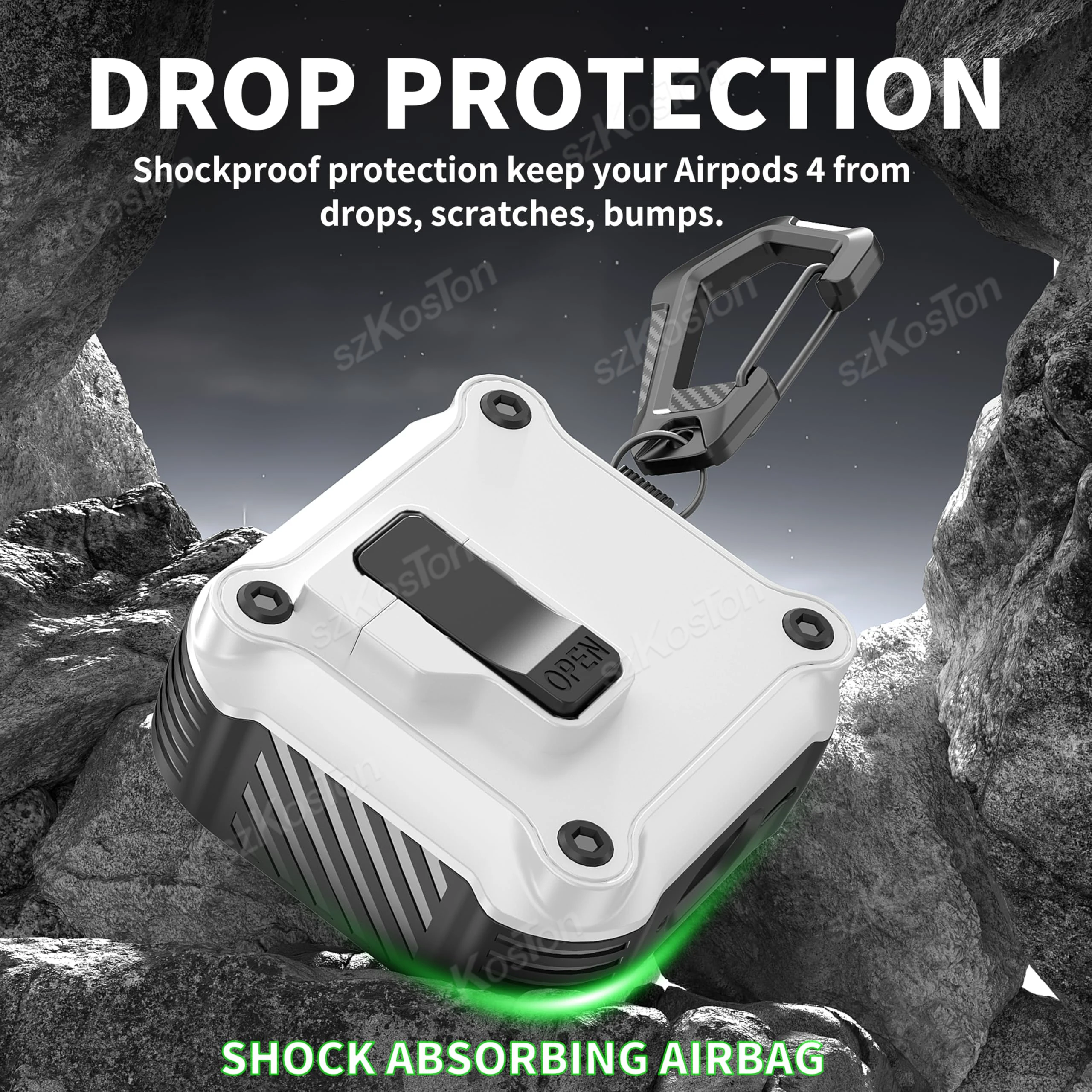 Capa de silicone macia para AirPods, à prova de choque, Anti-Scratch Shell, Bloqueio de segurança com chaveiro, Air Pods 4th Gen, 2024