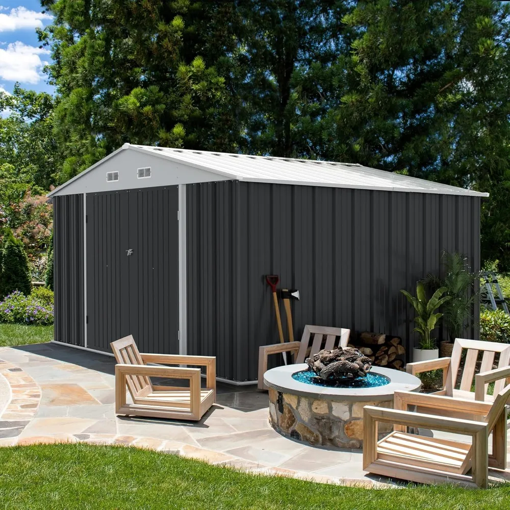 Large Tool Shed Outdoor With Single Lockable Door for Patio Lawn Backyard (Gray) 8 X 10 FT Outdoor Storage Shed Sheds Waterproof