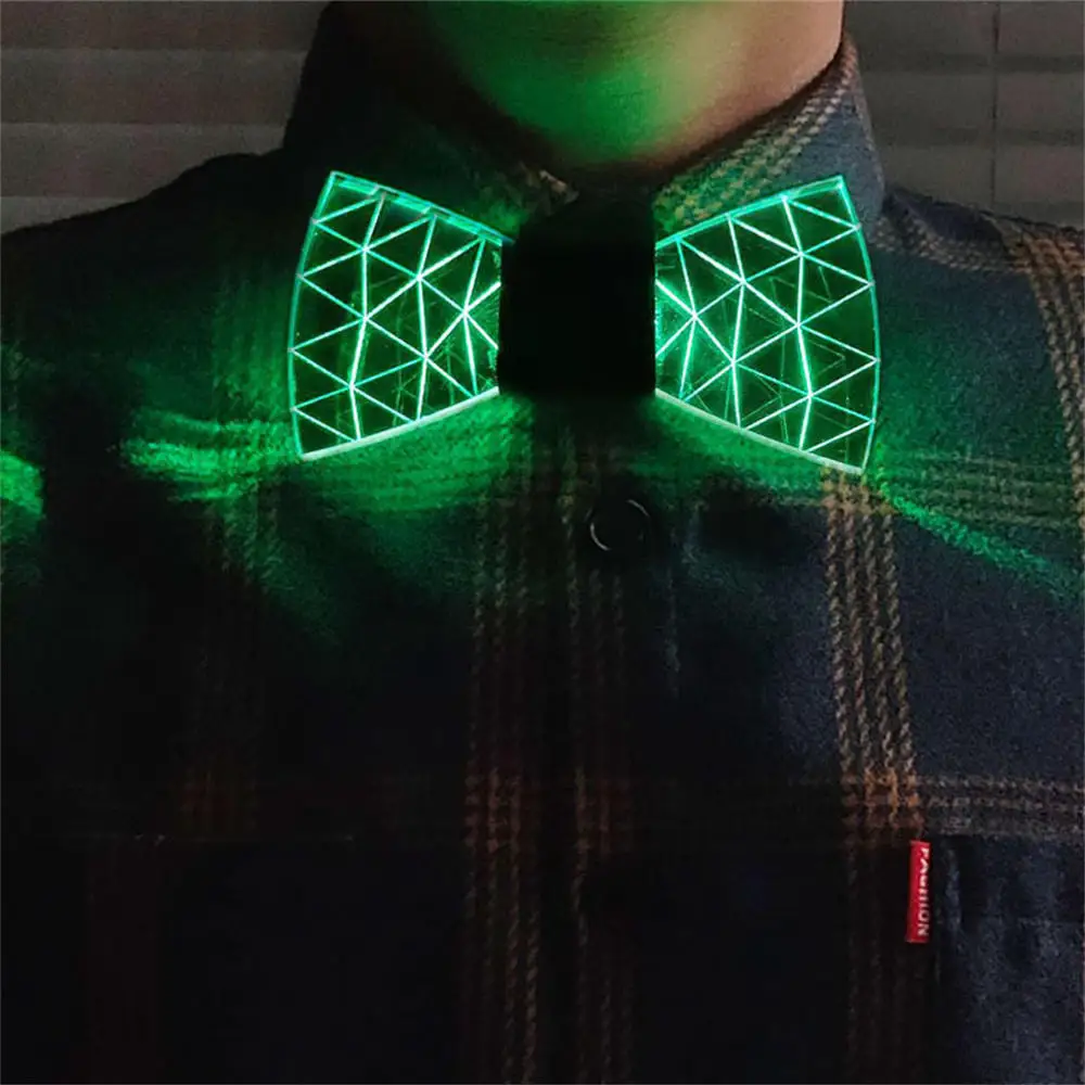 Led Glowing Acrylic Men Bow Tie Change 7 Lighting Colors Bow Tie Colorful Flashing Led Bow Tie Light Up Party Luminous Bow Tie