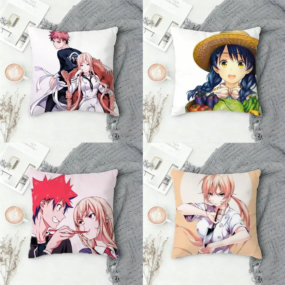 

F-Food Wars Shokugeki no Soma Double-sided Printed Square Decorative Cushion Cover for Sofa Living Room Home Decor