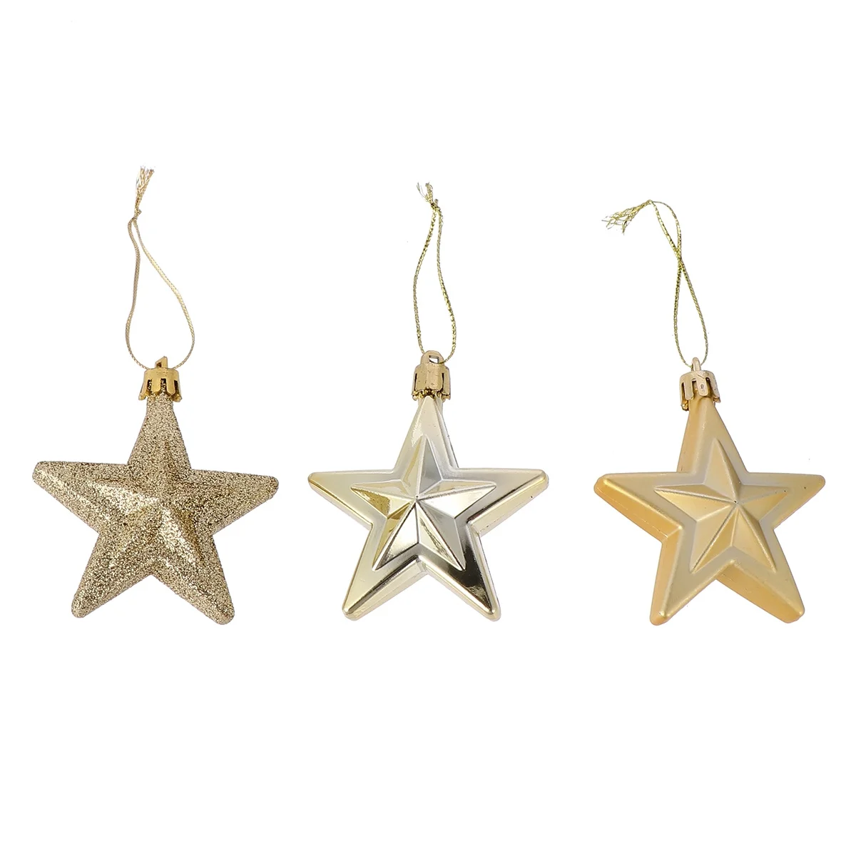 

18 Pcs Christmas Star Ornament Silver Ornaments Bohemian for Tree Bulk Topper Glittered Small