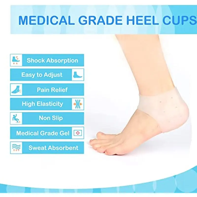 Gel Silicone Heel Protector Heel Cups Spurs Cracked Plantar Fasciitis Gel Heel Pads Sleeve Socks Feet Care Foot Care Insoles image 4